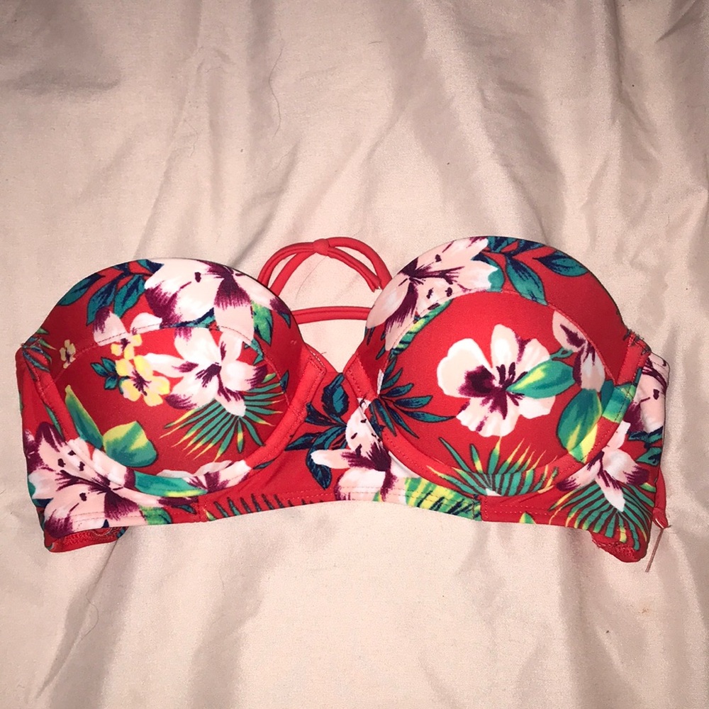 Hollister Floral Strapless Bikini Top